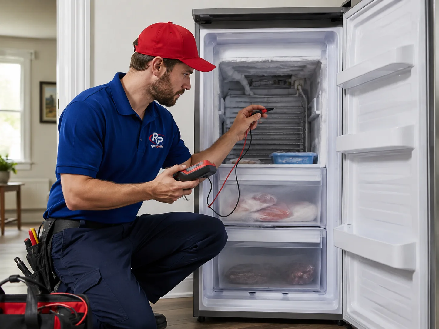 Technician repairing a home freezer in Springdale AR